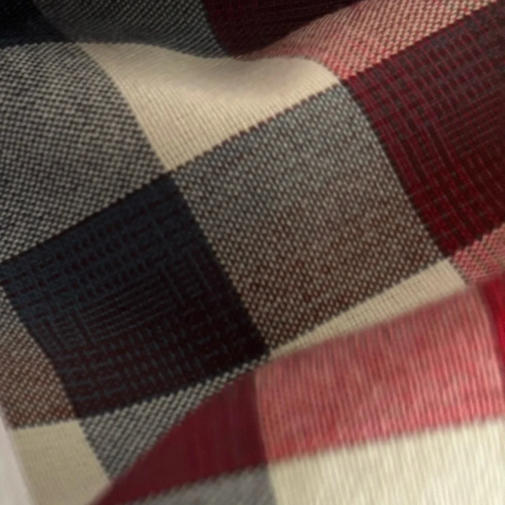 The North Face Red White Blue Checks Plaid Button Down SS Casual Shirt Size XL